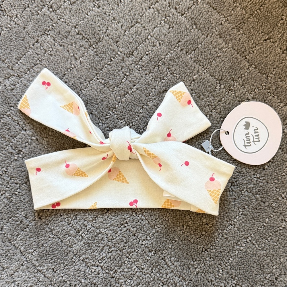 Ice Cream Print Kids Headband - White and Pink